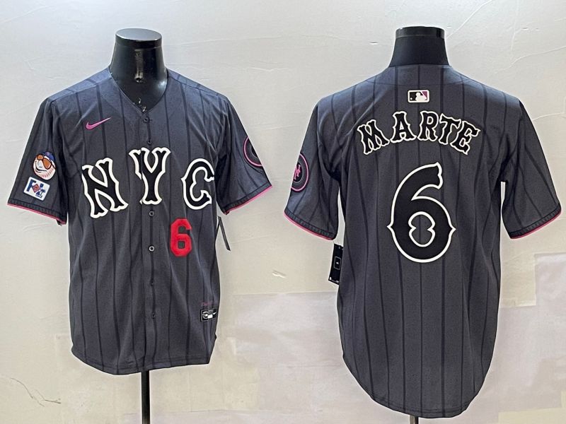 Men New York Mets #6 Marte Black City Edition 2025 Nike MLB Jersey style 6->new york mets->MLB Jersey